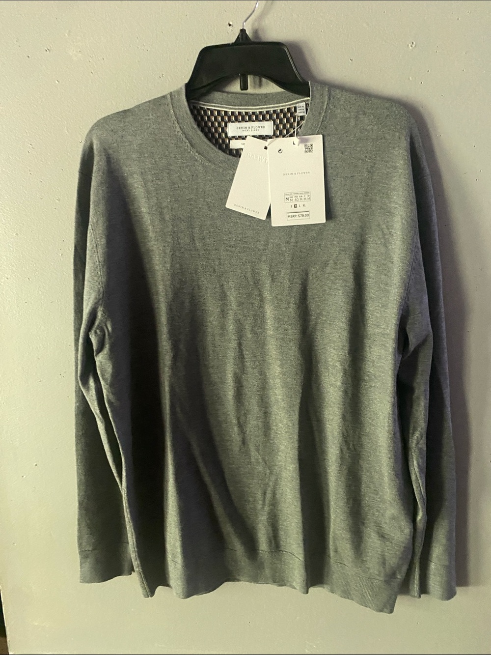 Denim & Flower Men's Crewneck Sweater in Gray
